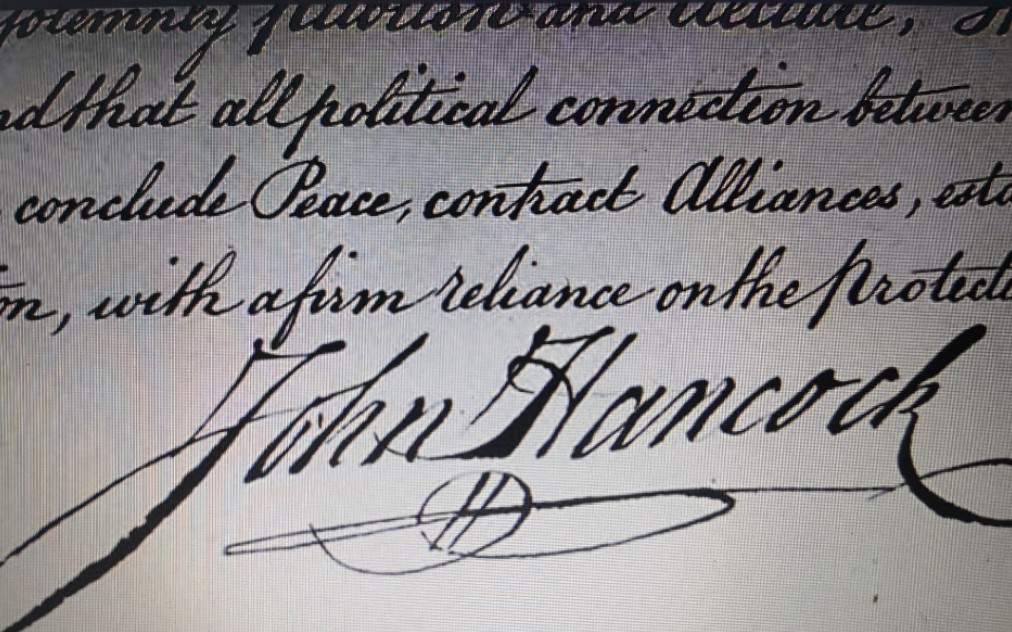 独立宣言的点睛之笔johnhancock