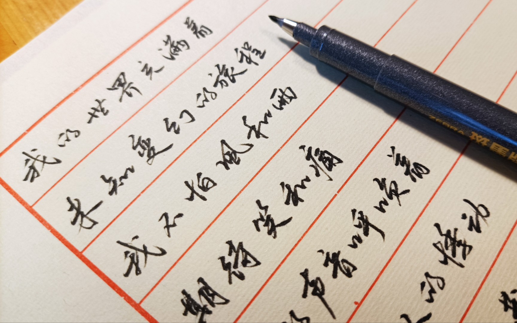 手写王一博渴望光荣我总也用不好的秀丽笔