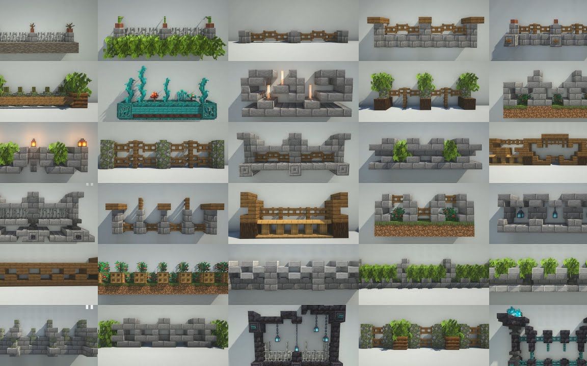 [图]【Eli's Art】Minecraft 35种栅栏或墙的设计想法（搬运）