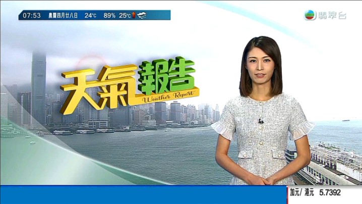 【翡翠台】2024-06-04(星期二)7:53《大湾区早晨天气》主持 黎在山