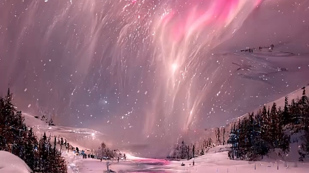 带你们看粉色极光