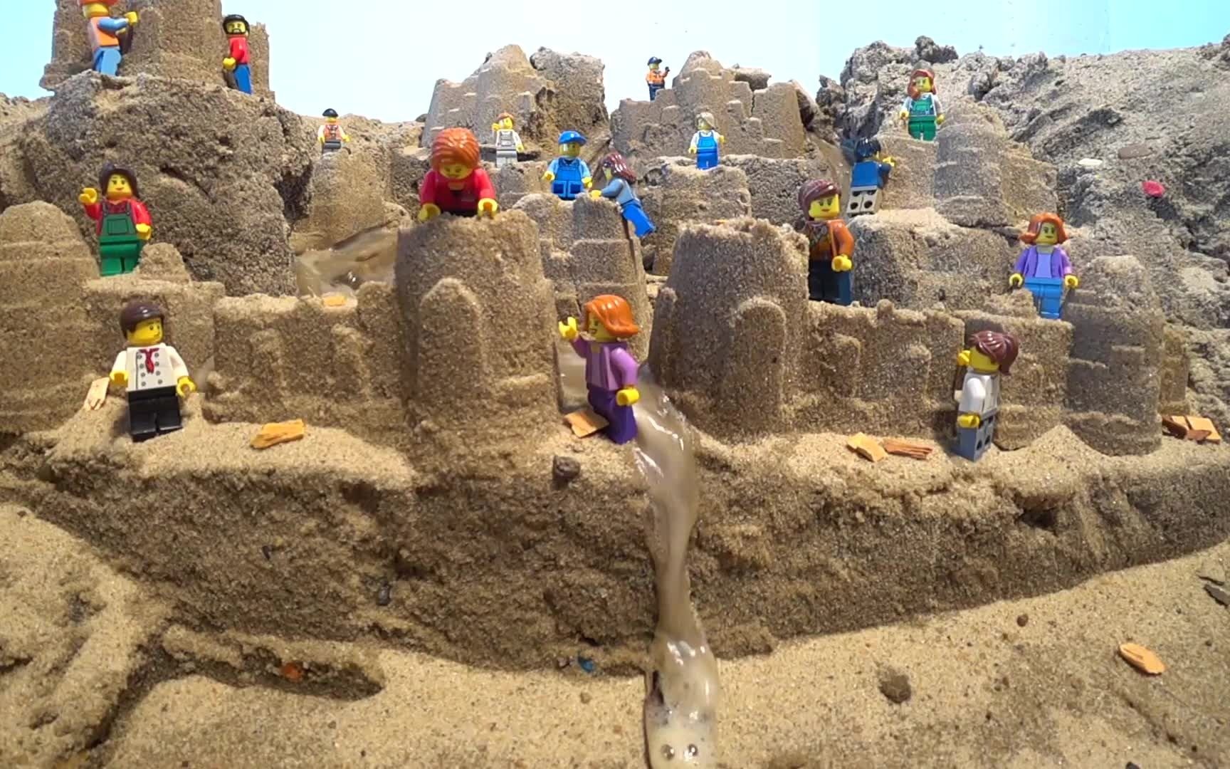 乐高大坝决堤,沙堡,洪水泛滥,毁灭一切_哔哩哔哩 (゜-゜)つロ 干杯