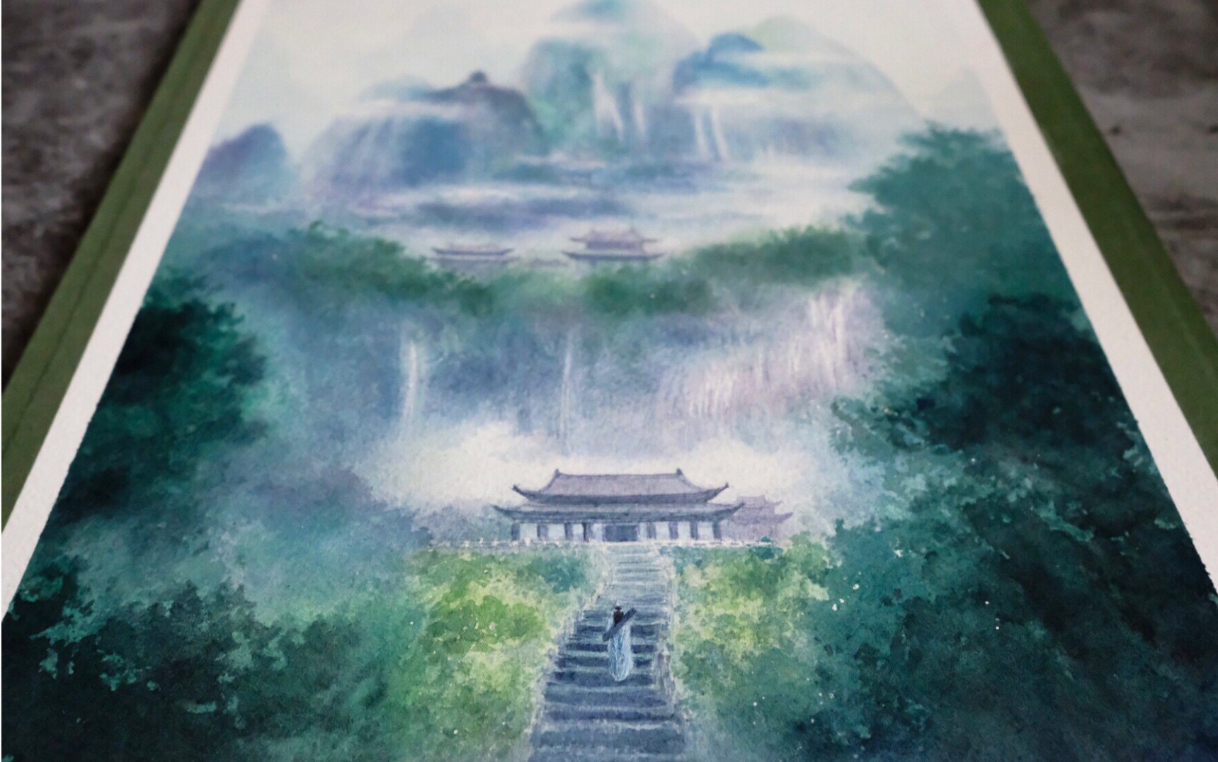 活动作品水彩云深不知处