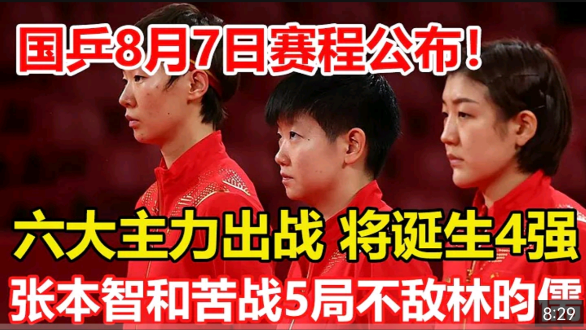 巴黎奥运会国乒8月7日赛程公 布!六大主力出战,将诞生团 体4强.张本智和苦战5局不敌 林昀儒.男团4强已出其2!上届亚军03惨败,波尔告别国际 赛场...