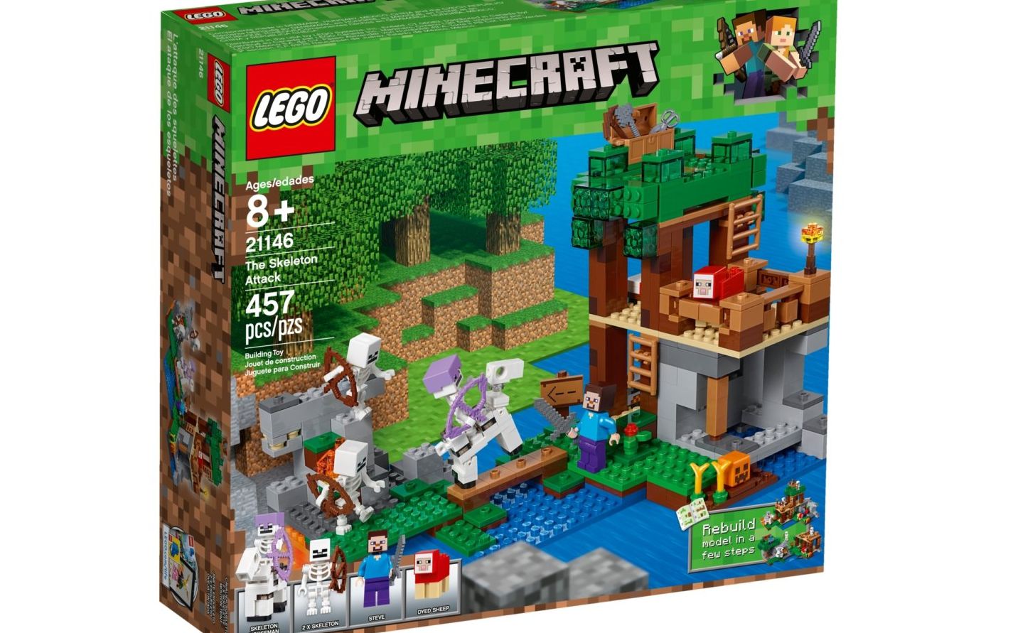 乐高我的世界系列21146大战骷髅怪