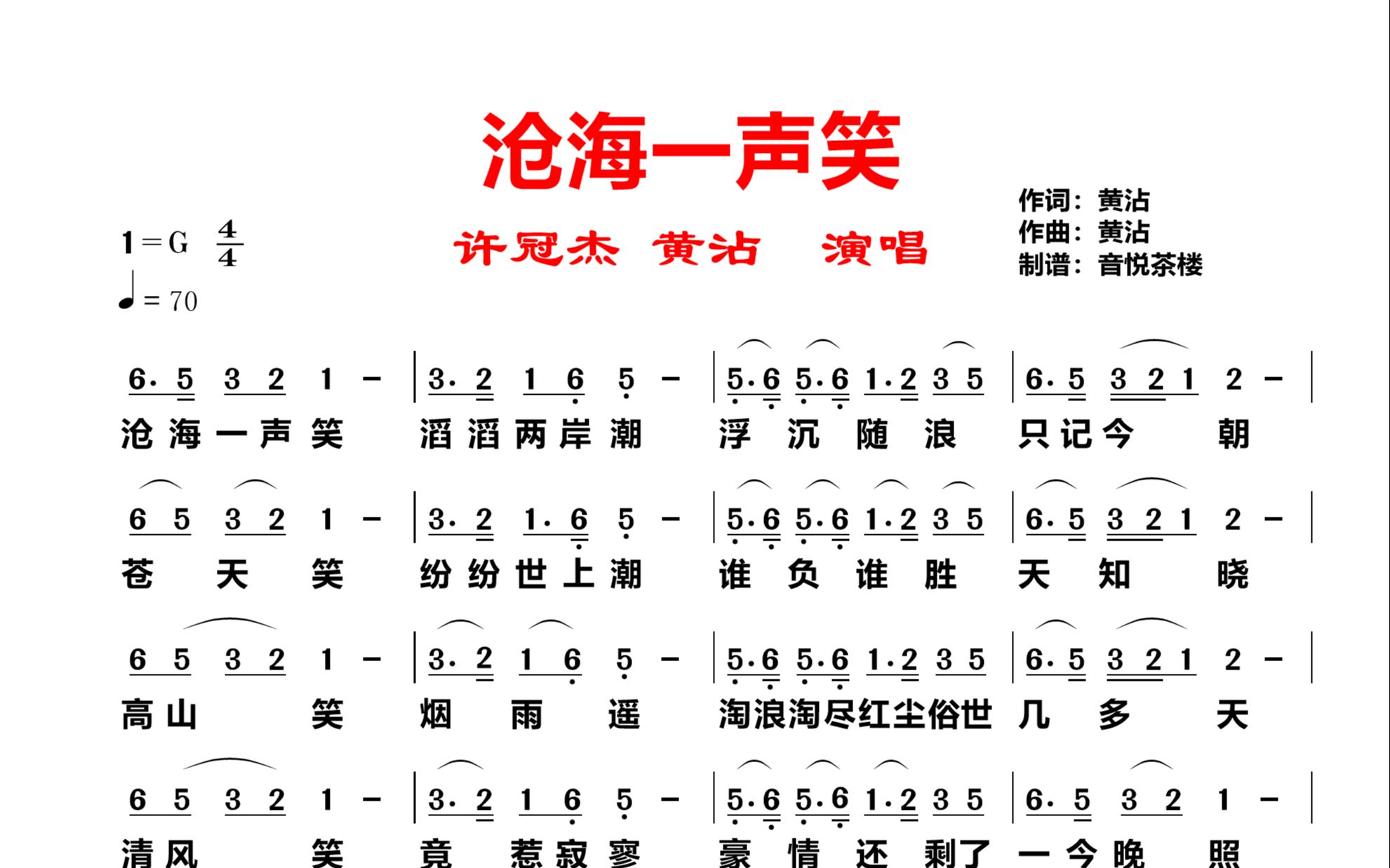 黄沾词曲《沧海一声笑》,许冠杰演唱,浮沉随浪只记今朝哔哩哔哩bilibili