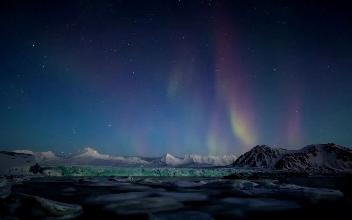k2524 唯美绚丽北极南极极光浩瀚夜色星空夜空满天繁星高山天空山峰