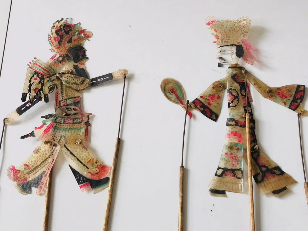 ,人物皮影一套,长28cm