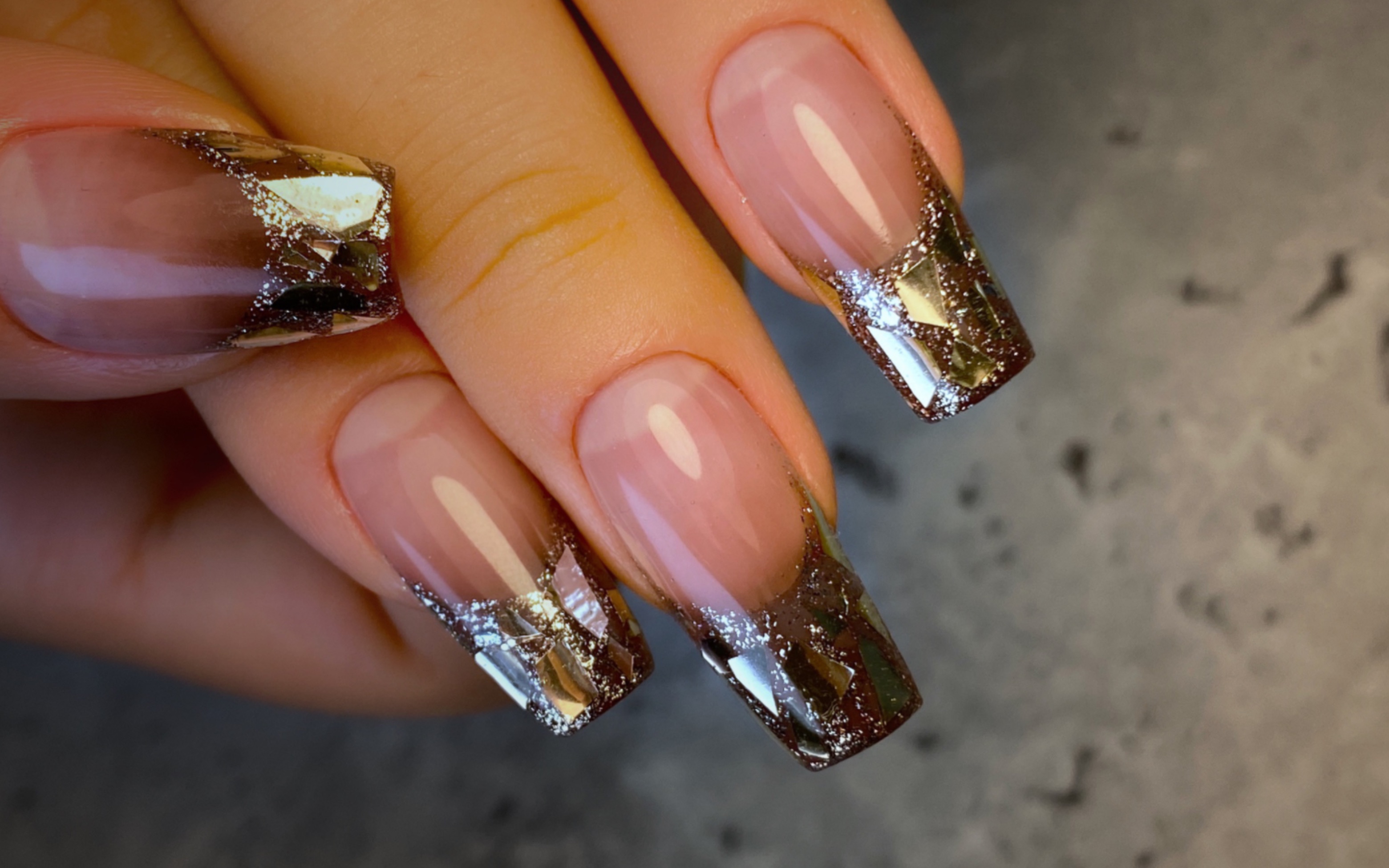 blingbling的爆闪渐变法式美甲