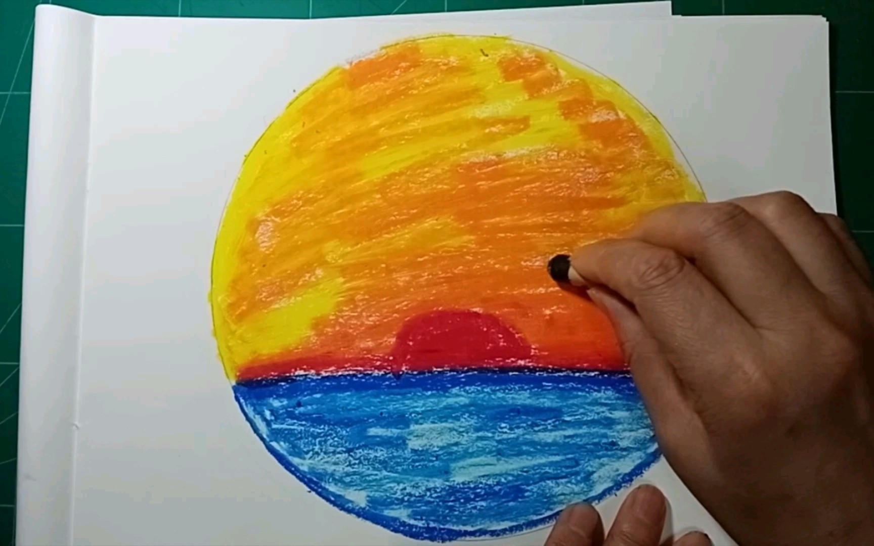 五年级美术课堂作业示范画:风景如画之观日出
