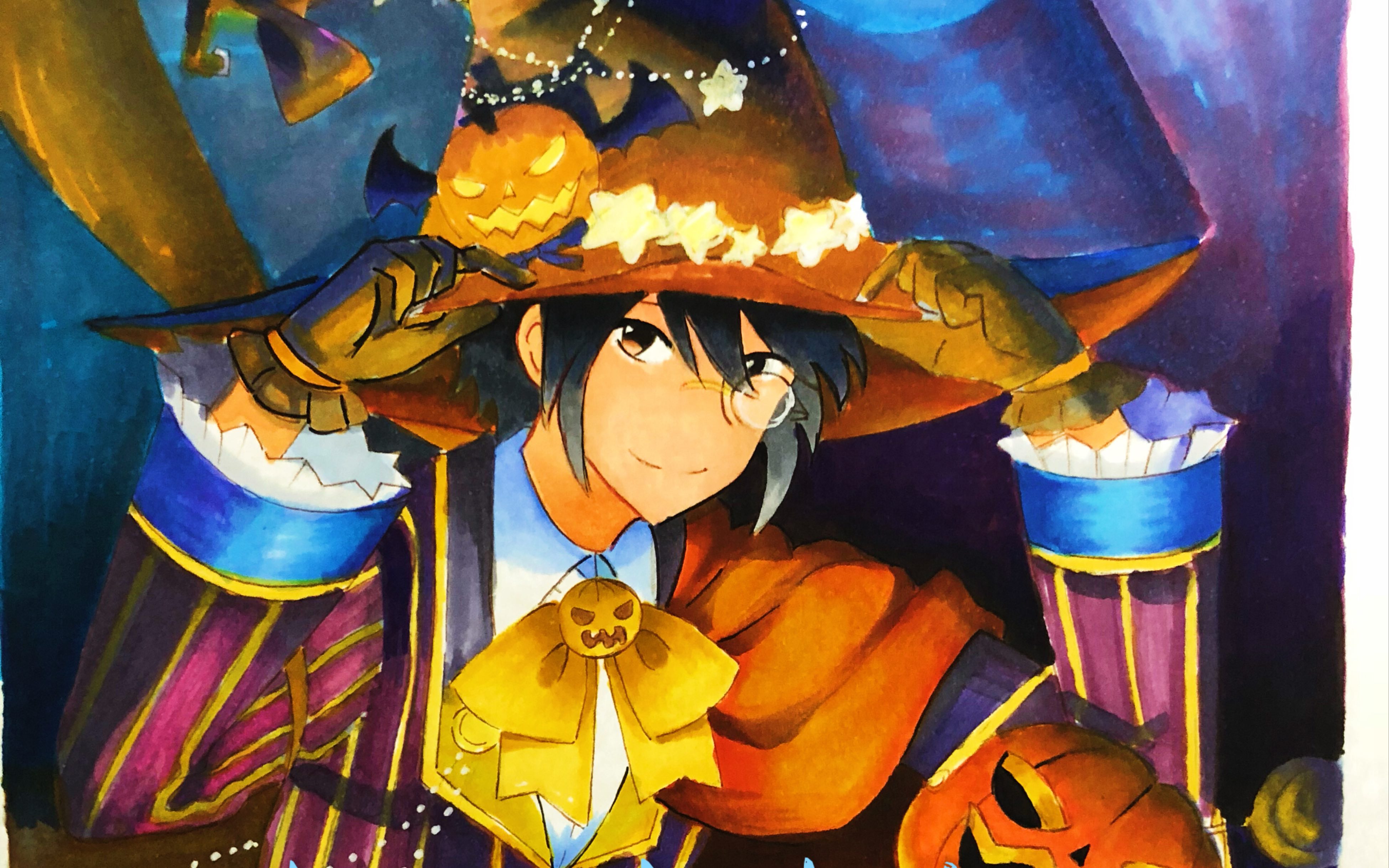 【马克笔动漫】小绿和小蓝 直播录屏灰羽小少爷上色教程