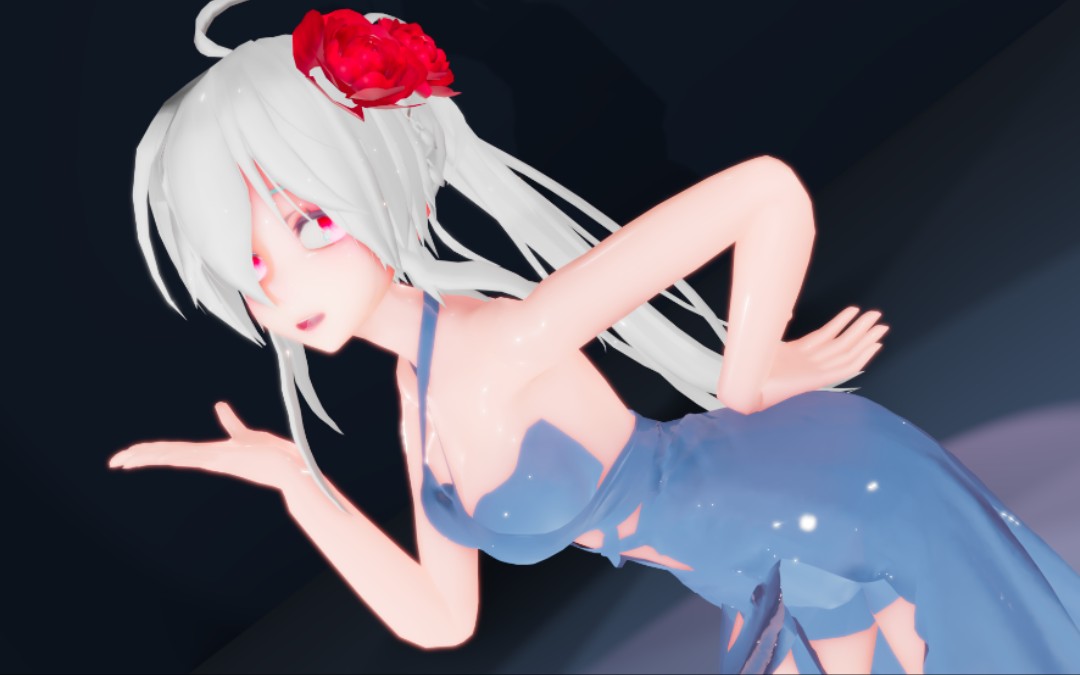 【弱音mmd/布料解算】渐变色礼裙haku～(~▽~～)