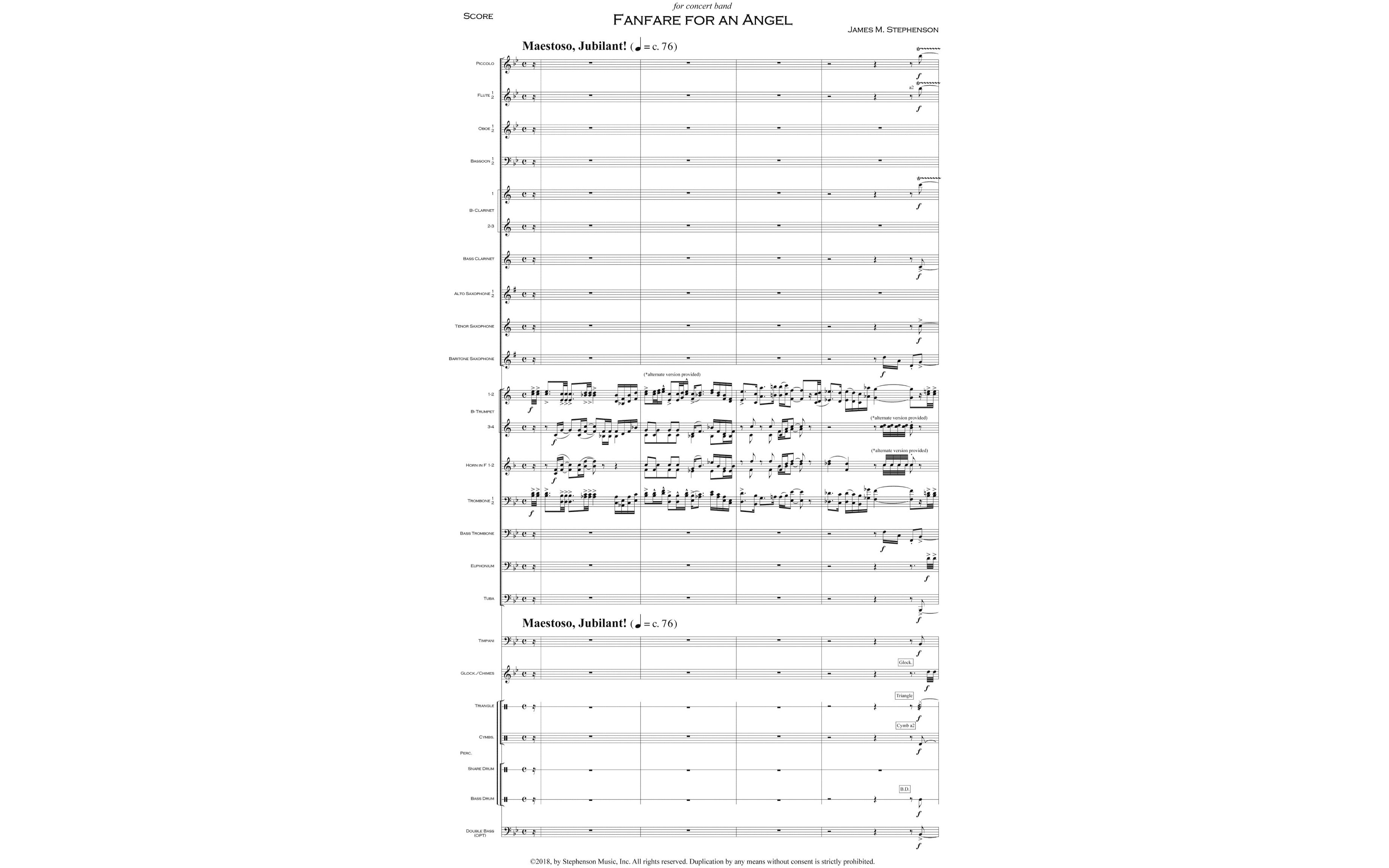 [图]［曲谱同步］ ［管乐］Fanfare for an Angel (Concert Band) By Jame Stephenson