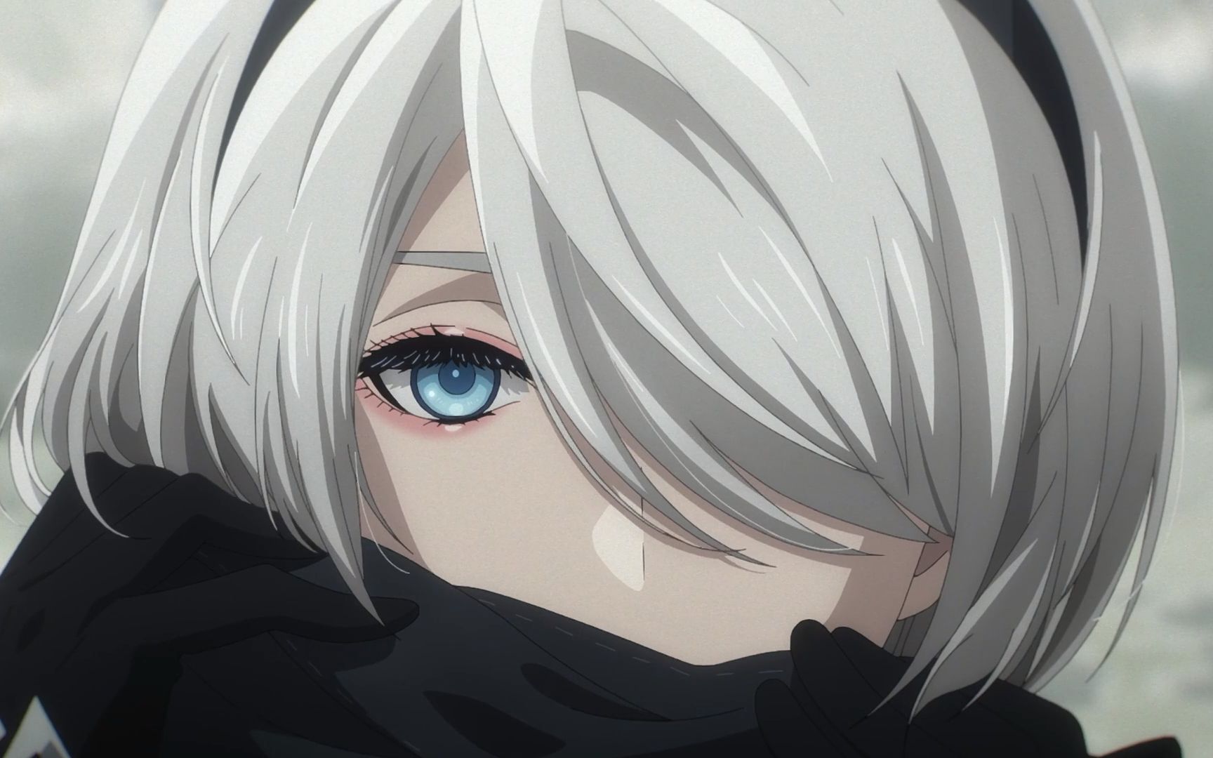 "2b与9s在海边戏水,摘下眼罩绝世惊鸿.