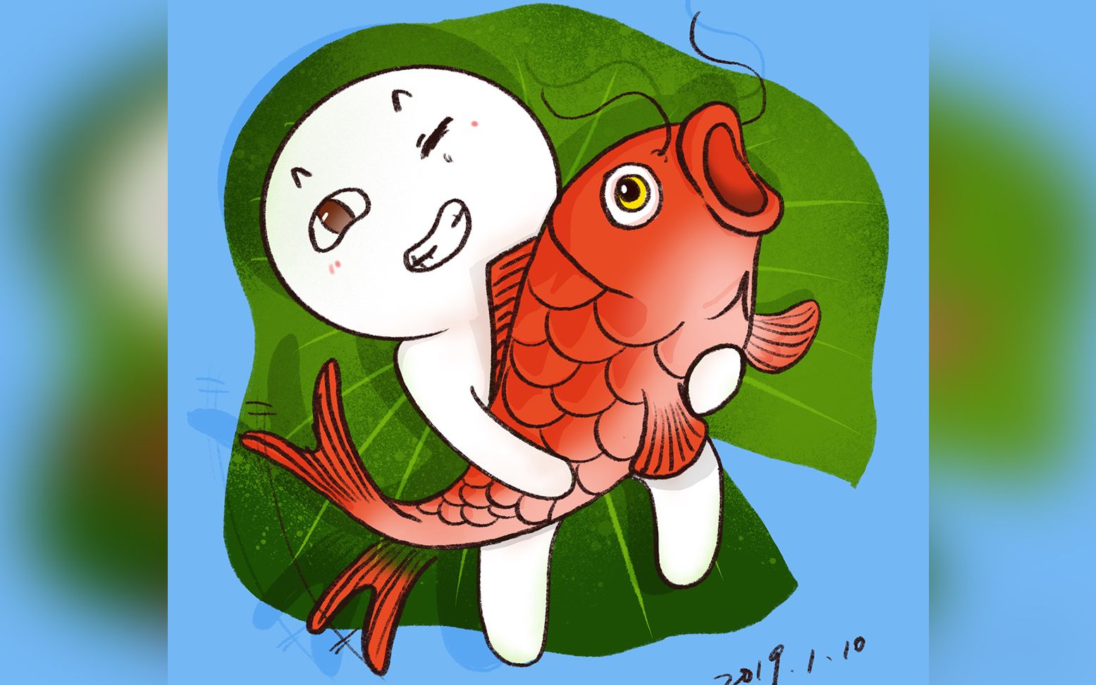 ipad procreate绘画过程演示-抱上锦鲤_哔哩哔哩 (゜-゜)つロ 干杯