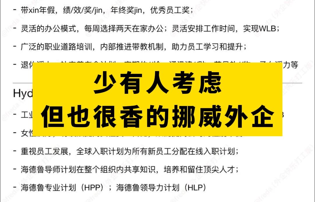 没有人考虑过挪威外企吗?北欧外企是真的福利高,待遇好喔哔哩哔哩bilibili