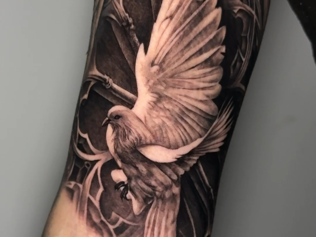 鸽子写实纹身