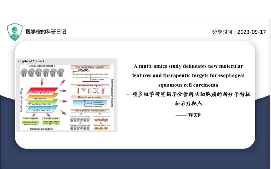 一项多组学研究揭示食管鳞状细胞癌的新分子特征和治疗靶点哔哩哔哩bilibili