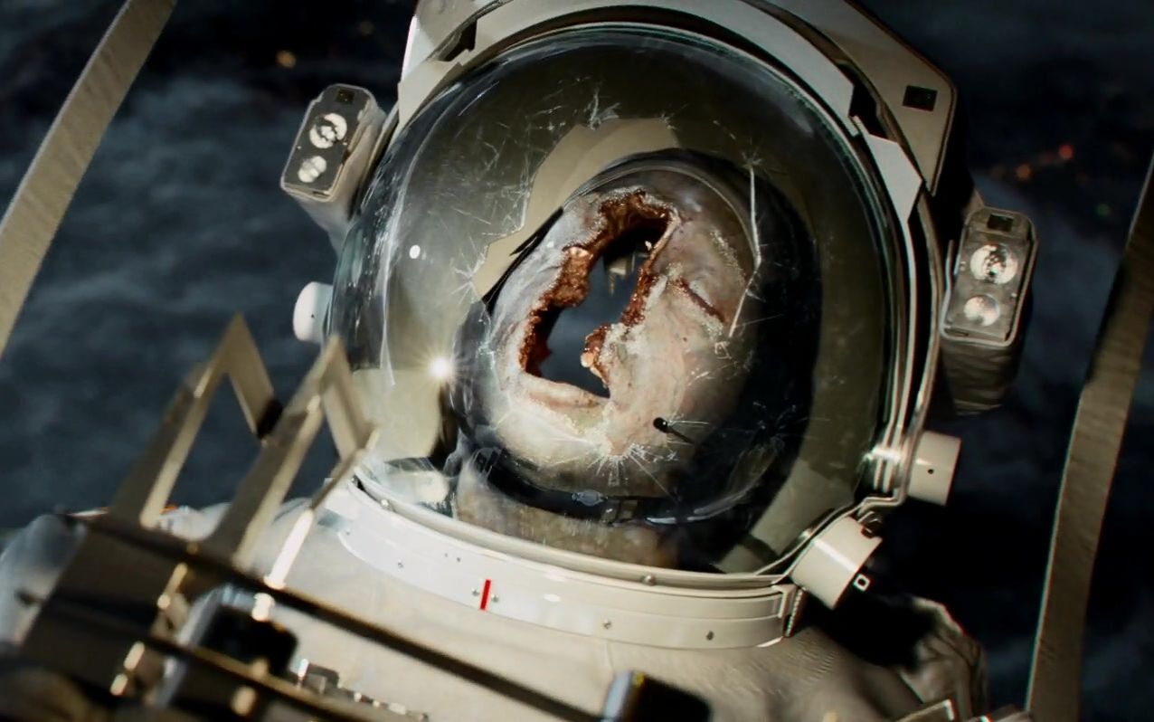 科幻电影《地心引力》,史上最惨太空灾难,宇航员的脸被砸穿_哔哩哔哩