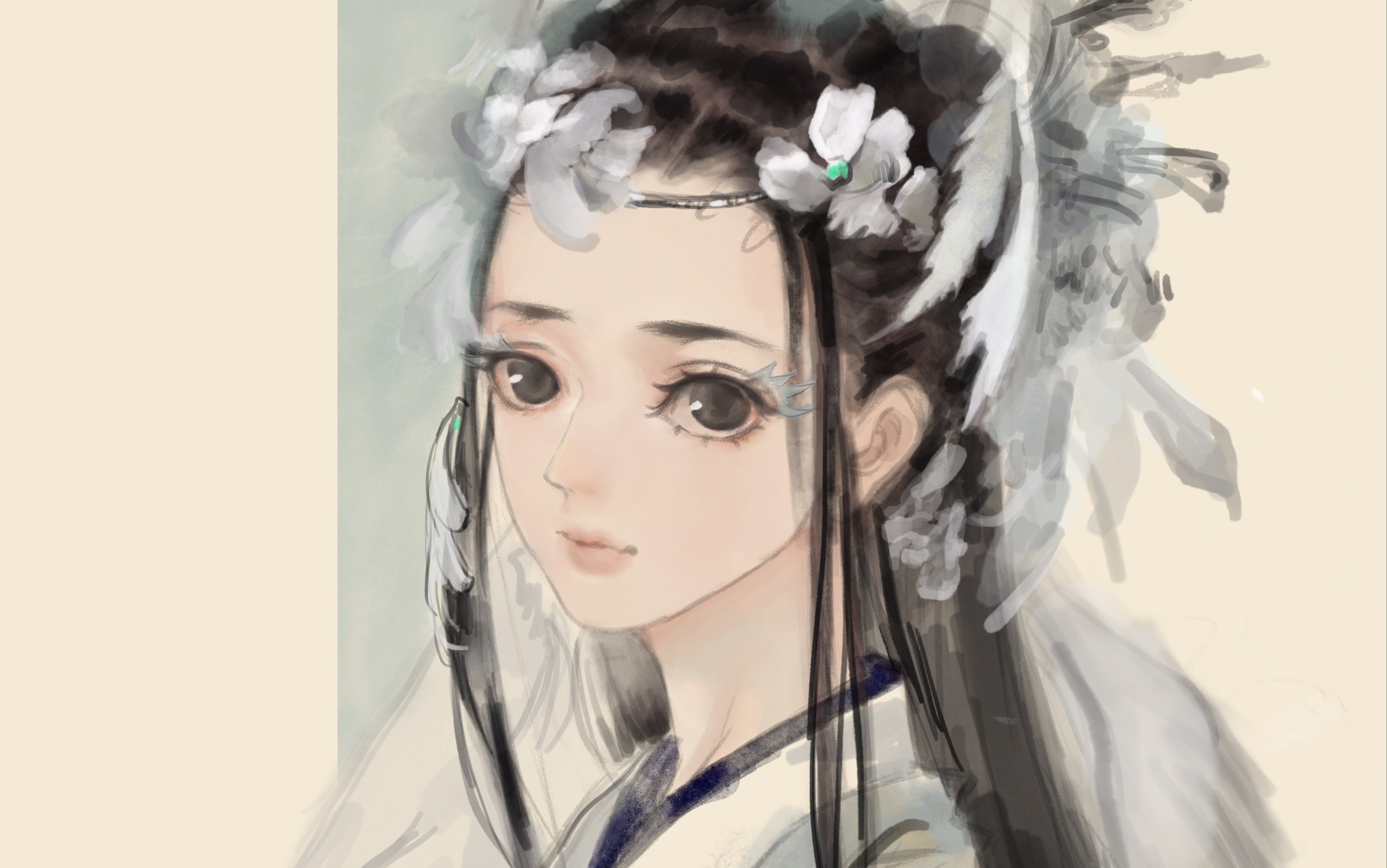 create绘画试试用ipad粗临伊吹鸡腿子太太的小美人图水墨水彩古风板绘