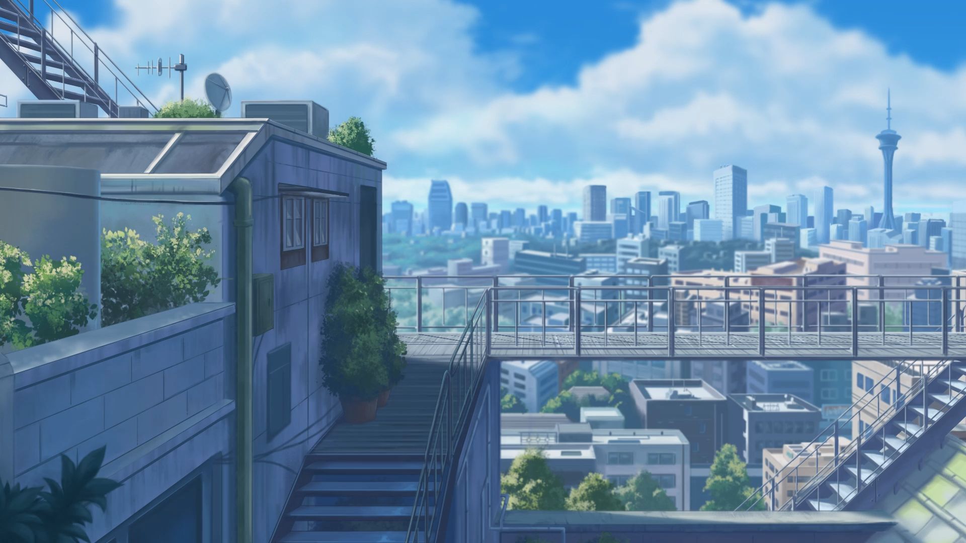 天台,二次元场景绘画