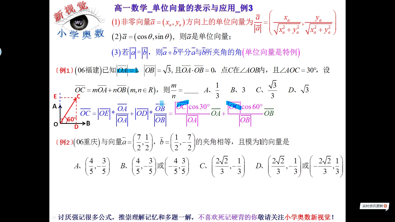 高一数学单位向量的表示与应用例3哔哩哔哩bilibili