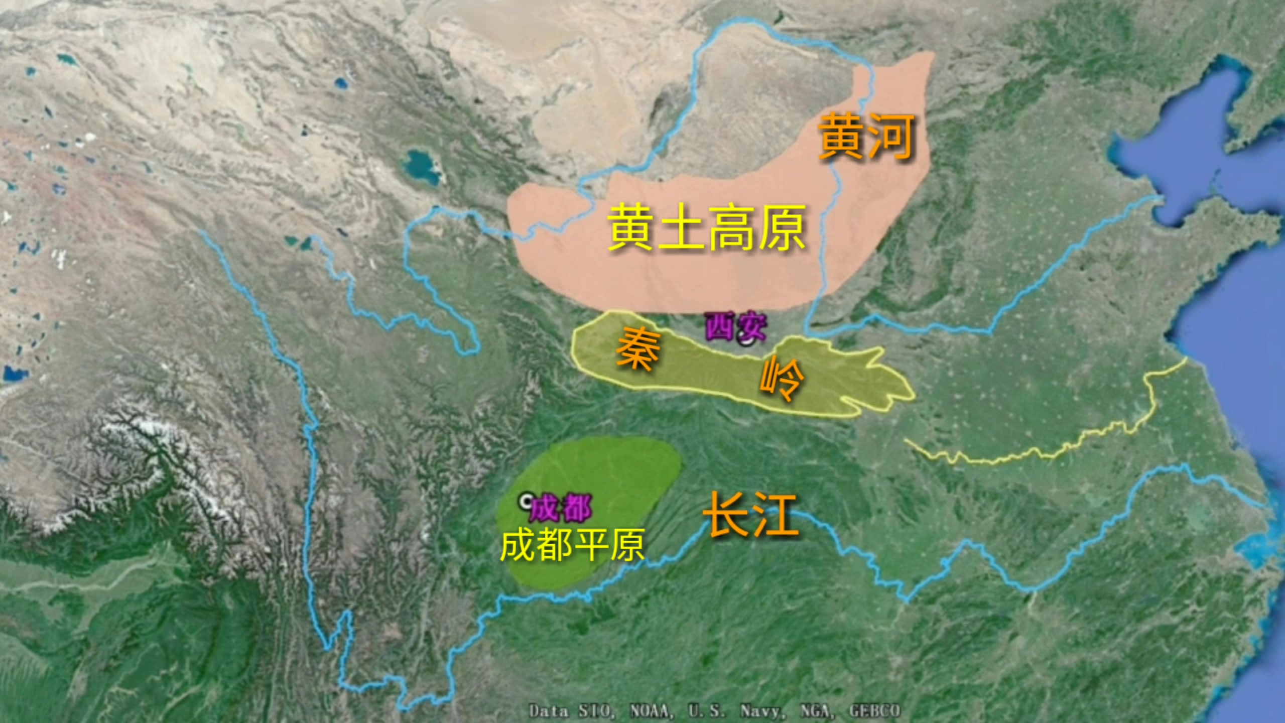 秦岭在地图上的位置图片