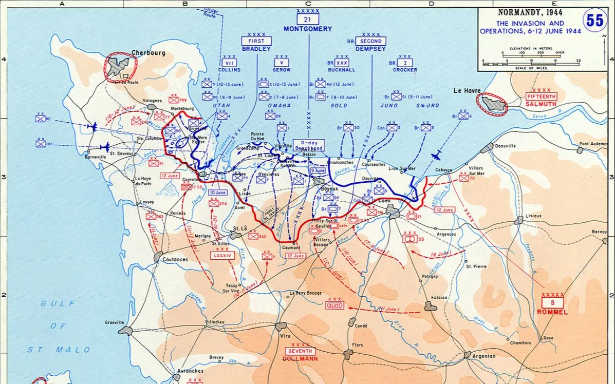 诺曼底登陆路线图图片