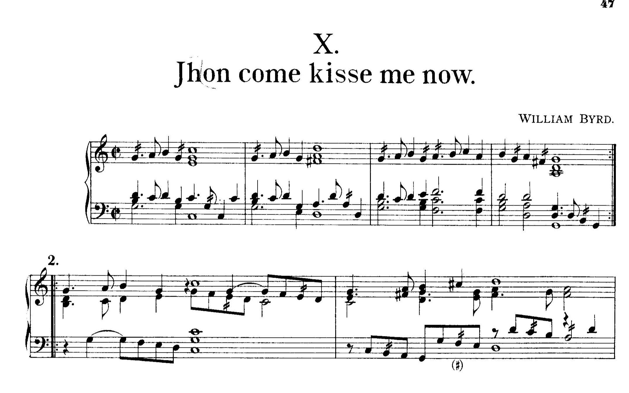 [图]［曲谱同步］［羽管键琴］Jhon come kisse me now 约翰来亲我啦 By William Byrd