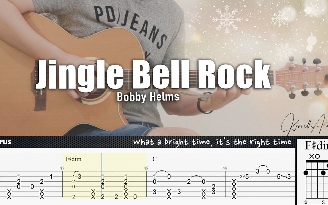 [图]经典圣诞歌曲，吉他弹奏，抓紧学起来！Jingle Bell Rock - Bobby Helms