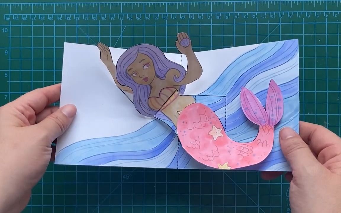【手工立体书】小美人鱼卡片弹出式教程-手工-立体书-手工-立体书