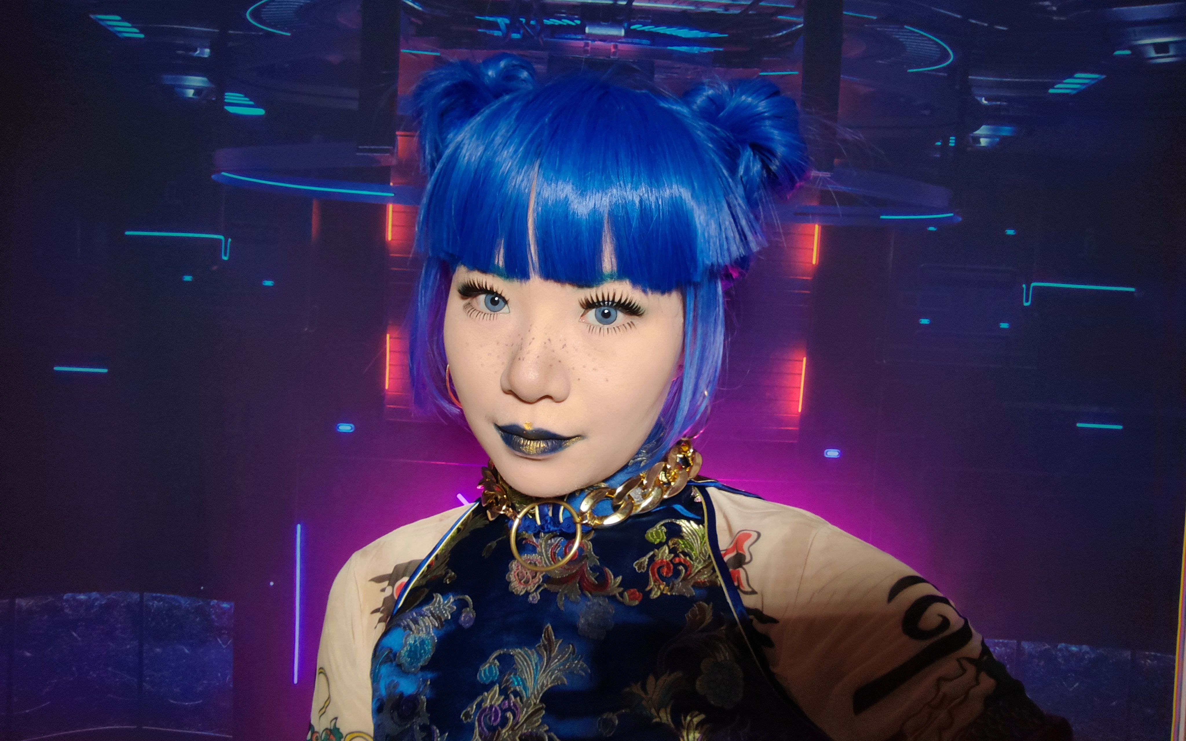 赛博朋克2077云顶前台cosplay妆