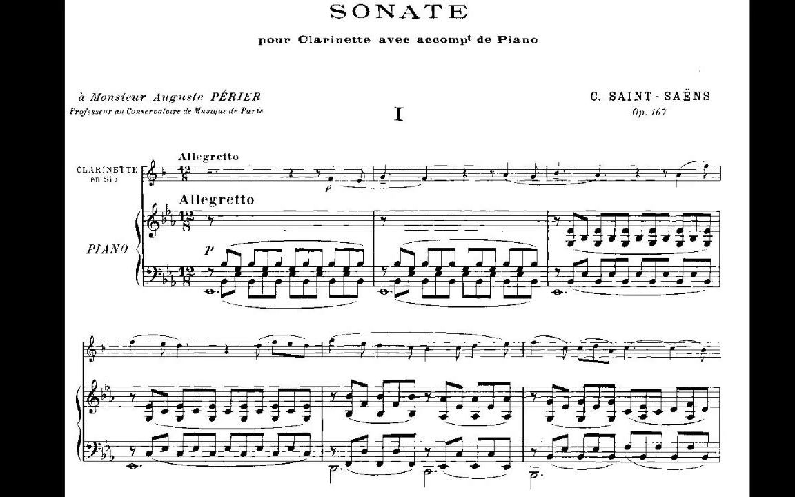 [图]圣桑 降E大调奏鸣曲 Sonata Op. 167 in Eb Major—Camille Saint-Saëns