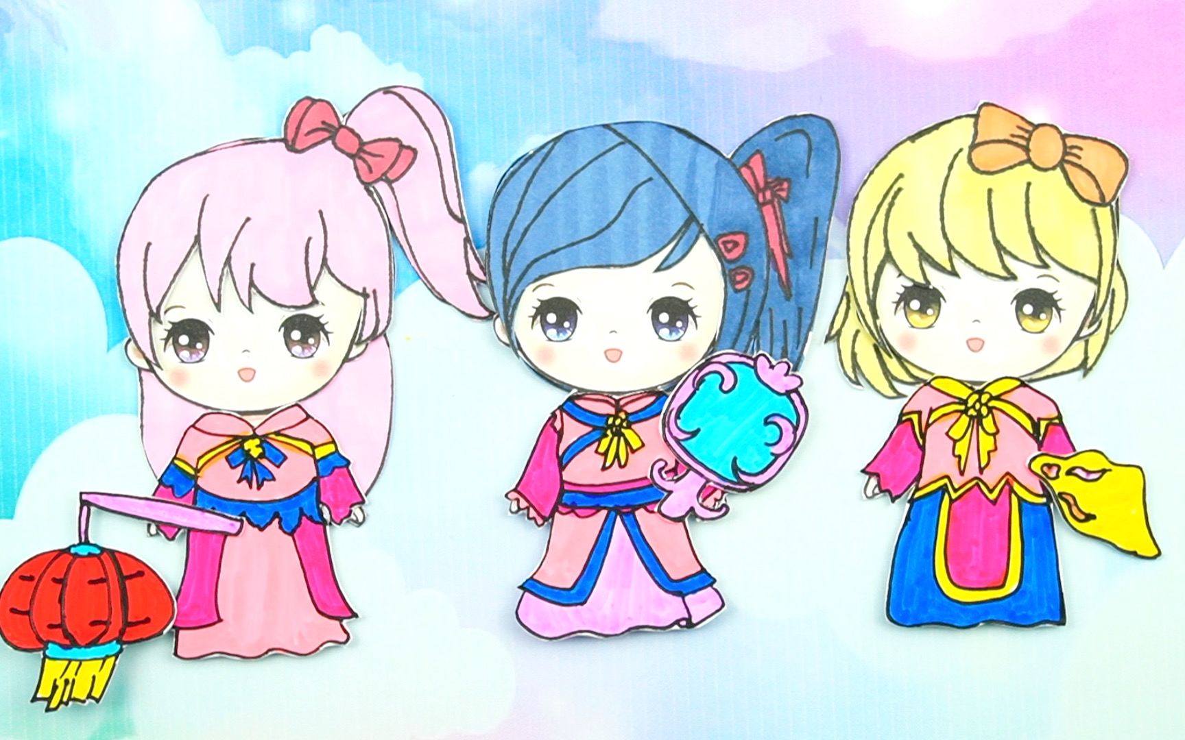 菲梦少女纸娃娃换装秀,乔可星和朋友制作甜心格格卡通服装_哔哩哔哩