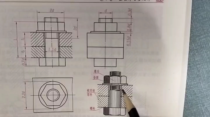 螺栓连接画法讲解一哔哩哔哩bilibili