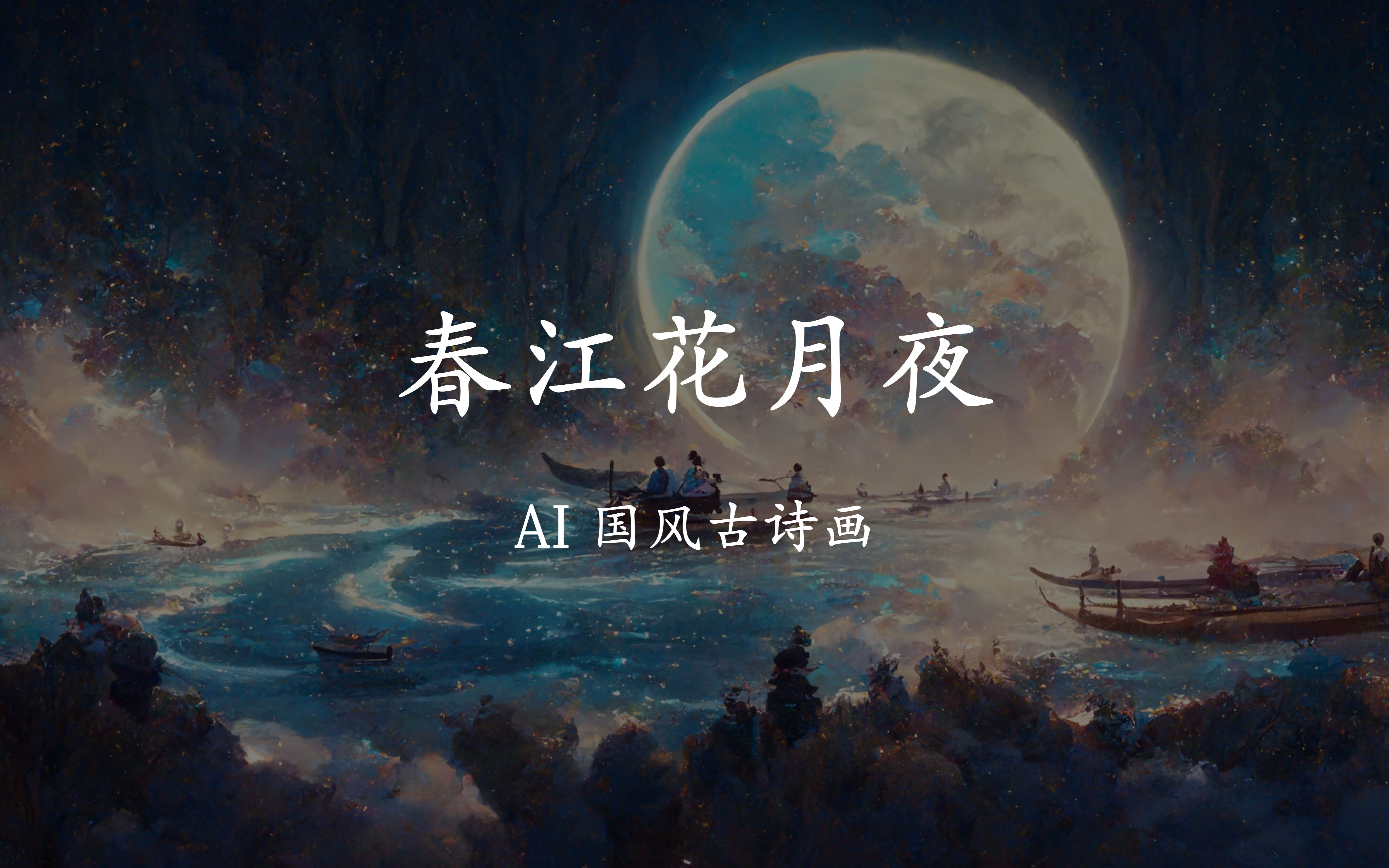 #AI绘画 《春江花月夜》:春江潮水连海平,海上明月共潮生哔哩哔哩bilibili