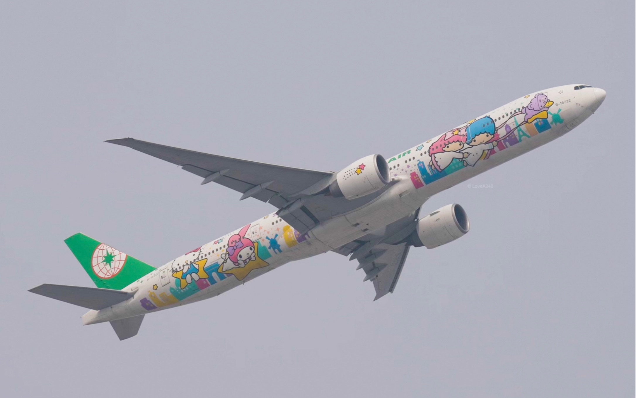 「4K」长荣航空77W Hello Kitty 星空机 B16722 首都机场落地滑行起飞全纪录哔哩哔哩bilibili