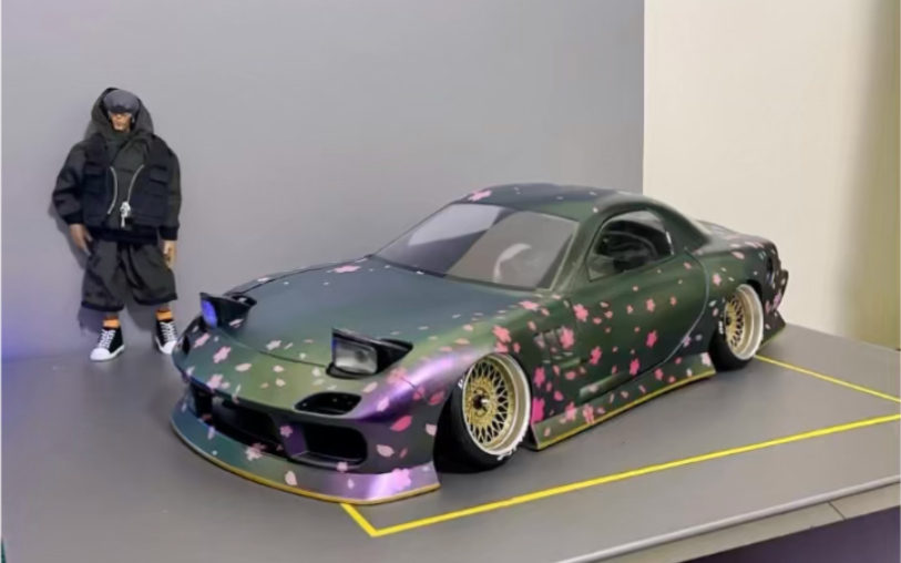 mazda rx7 变色龙樱花涂装 rc漂移车壳