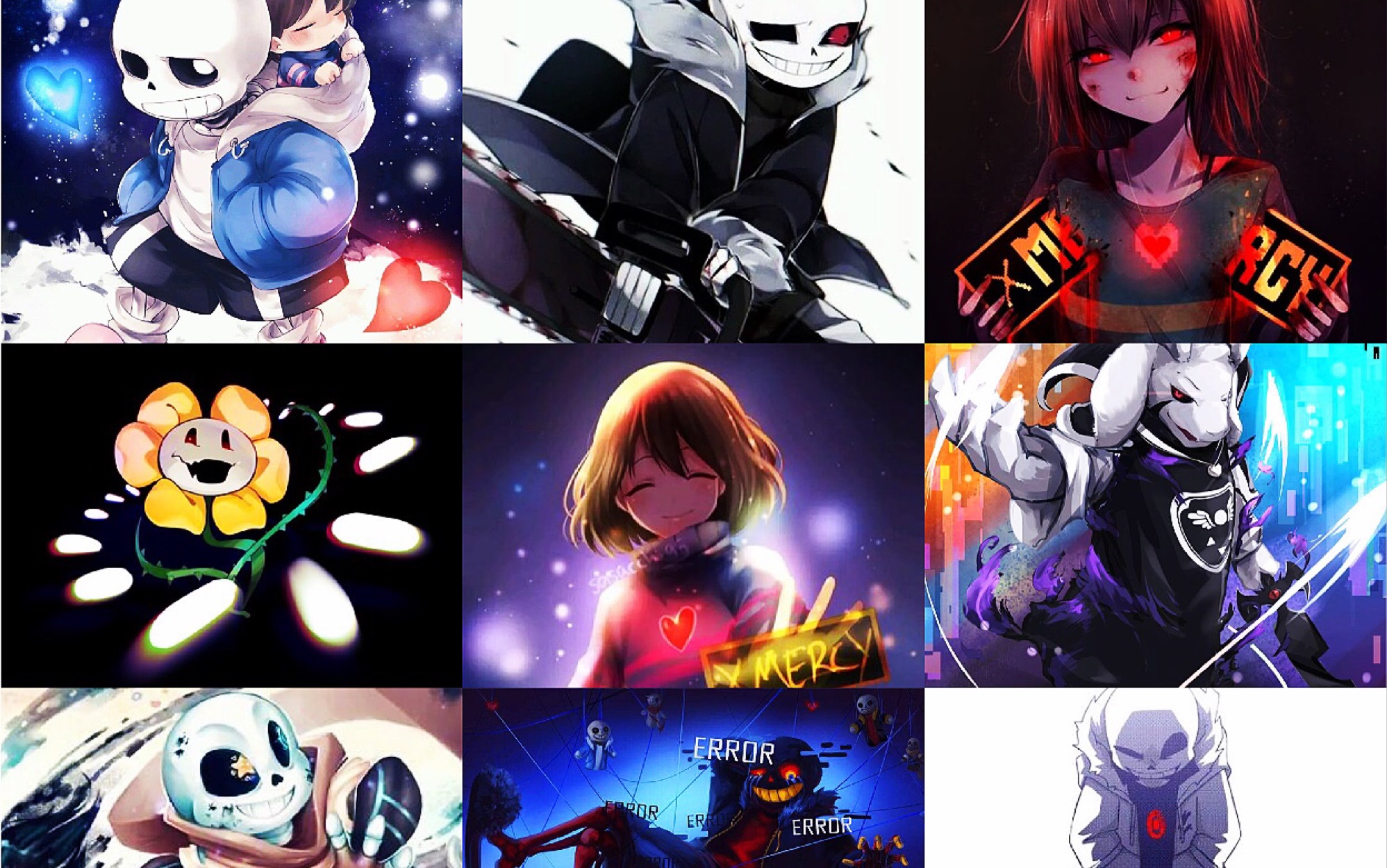 [图]Stronger than you多人接唱（Sans、Horror、Chara、Flowey，Frisk，Asriel、Ink，Error、killer．）