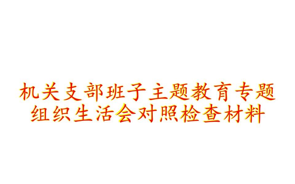 机关支部班子主题教育专题组织生活会对照检查材料哔哩哔哩bilibili