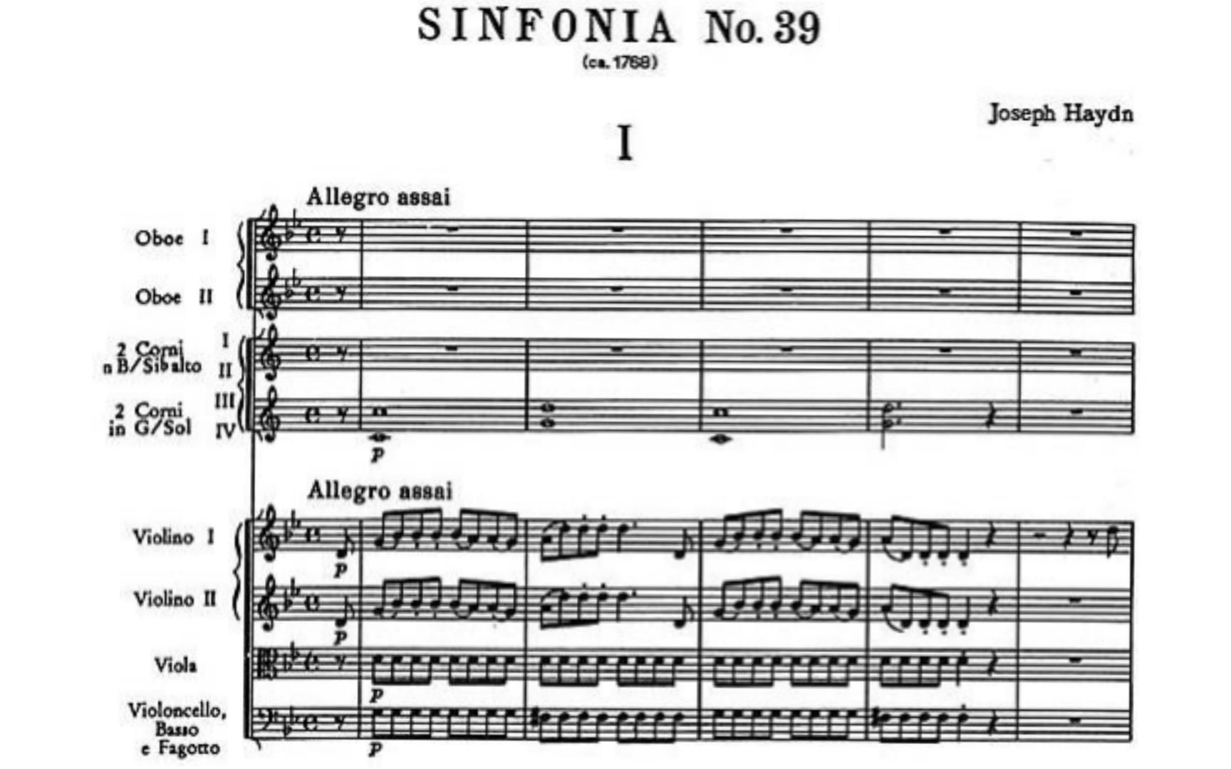 [图]［曲谱同步］［交响乐］［管弦乐］Symphony No.39 第三十九交响曲 Hob:I:39 By Franz Joseph Haydn 海顿