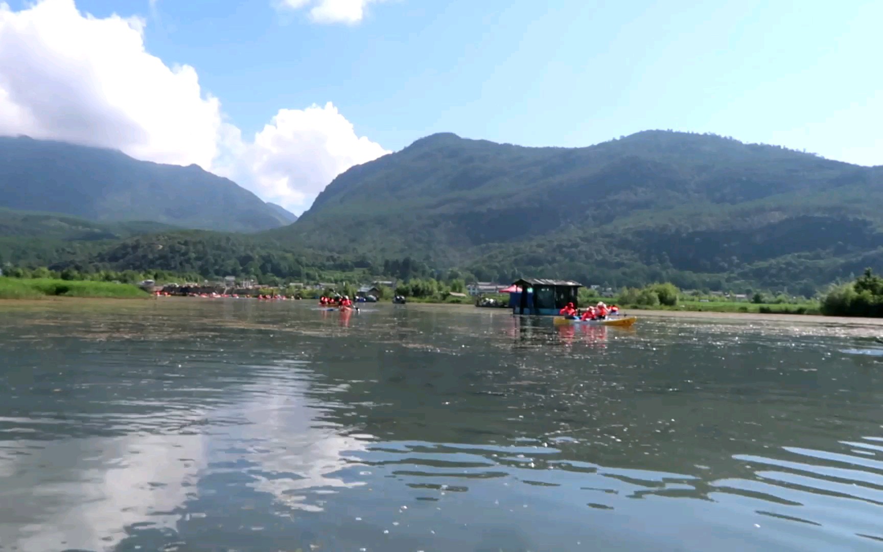 云南丽江拉市海划船景色美全程录像