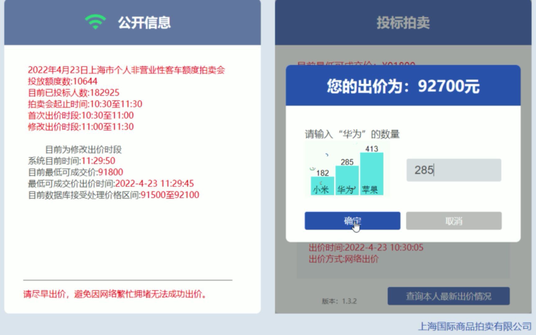 2022年4月沪牌 拍牌实录 最低成交价 92500哔哩哔哩bilibili