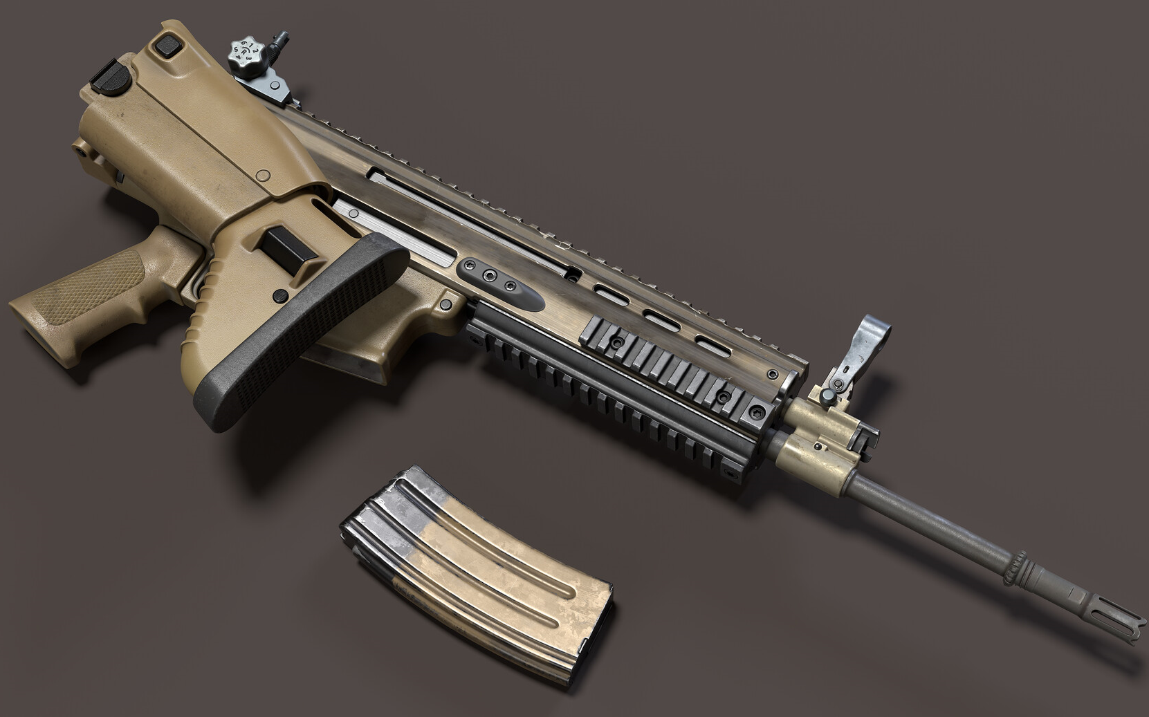 【3dmax】scar枪械建模,次世代场景道具制作