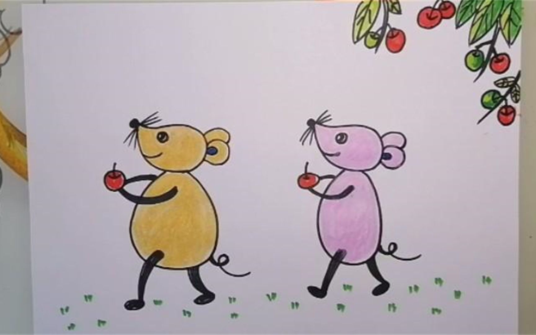 丰收季节的小老鼠儿童画