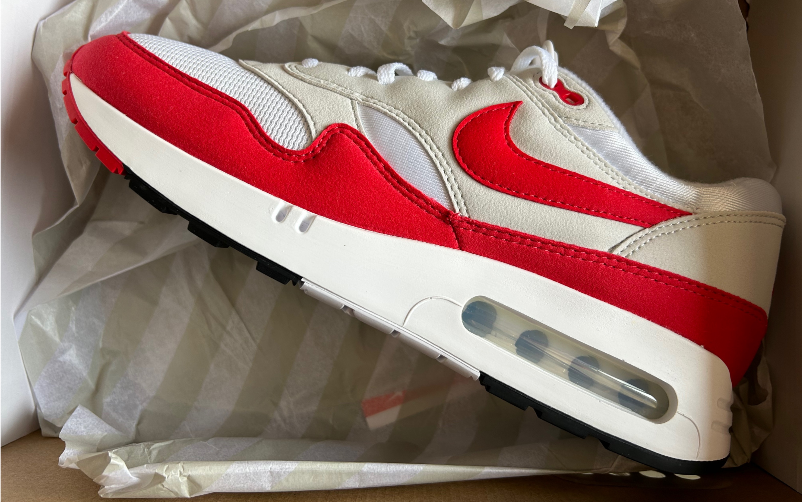 好看但是不能洗!air max 1 og白红