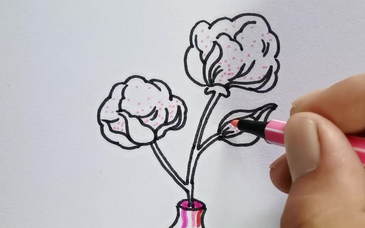简笔画#手绘简笔画棉花,新疆棉花加油,中国加油