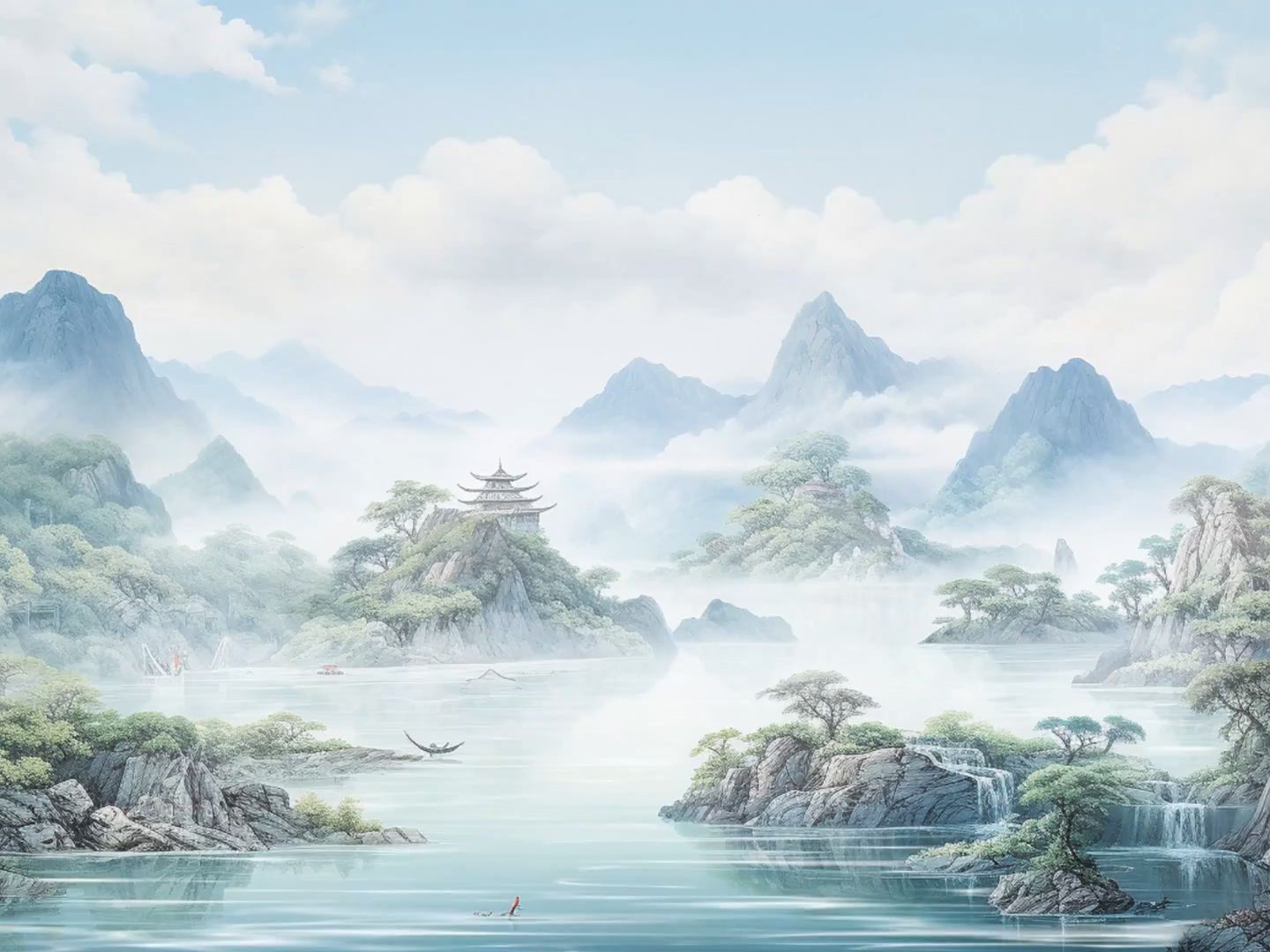 清新唯美水墨画mp4背景视频4399034