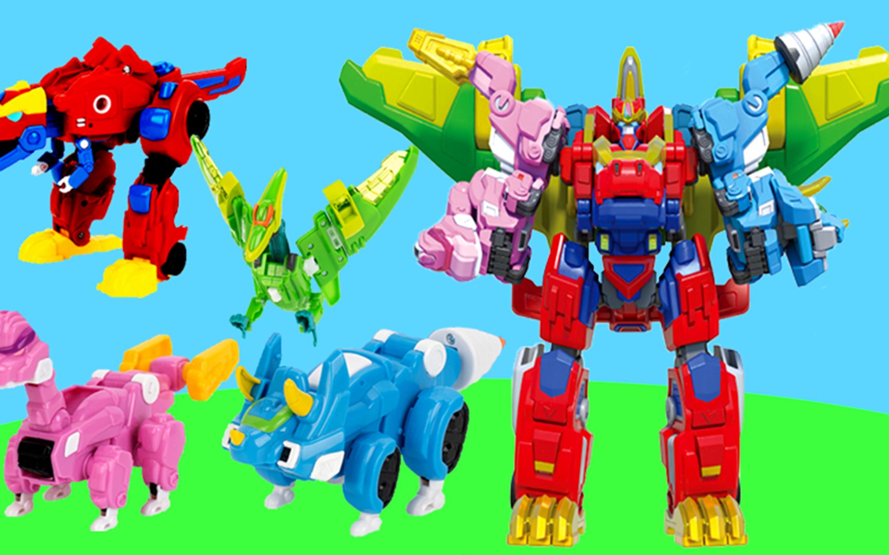 帮帮龙出动四合体机甲龙王玩具,炫酷的恐龙探险队变形机器人