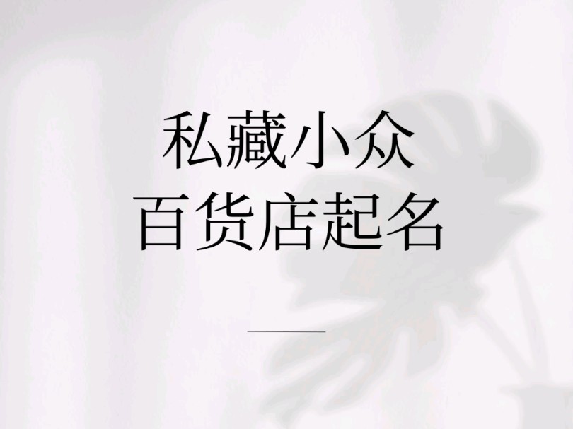 私藏小众百货店起名哔哩哔哩bilibili